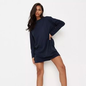 MISSGUIDED Blue T Shirt Dress (Long Sleeve)